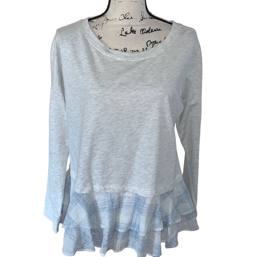 ALTAR’D STATE gray, blue & white long sleeve appears layered Medium.